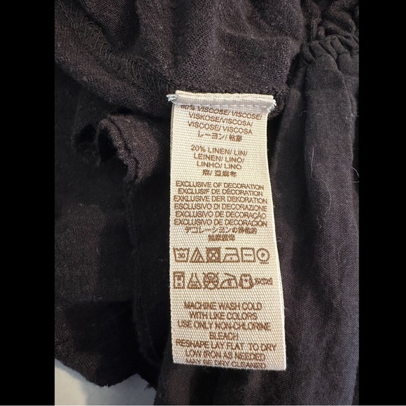 FREE PEOPLE Femme Fatale Blouse Embroidered Black Swing Bell Sleeves Scalloped - Picture 12 of 13